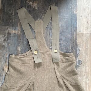 Free People Beach wide leg knit suspender pants